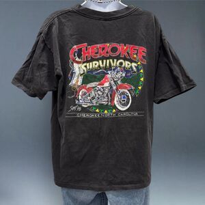 Vintage 1998 Cherokee Survivors Biker Tee Black Motorcycle Shirt USA Large